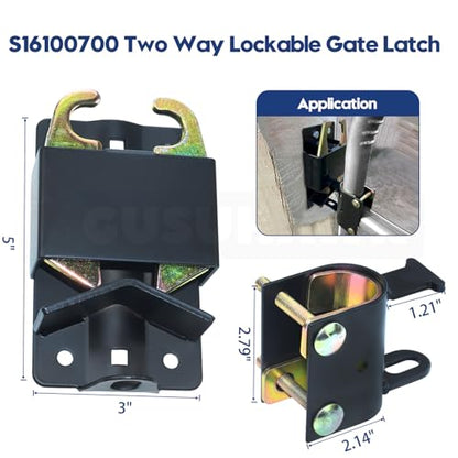 2 Pack Mini Farm Gate Latch for Gates with 1-1/4" to 1-1/2" Tubes - color: 2x S16100700(Small Size Version 3"x 5")