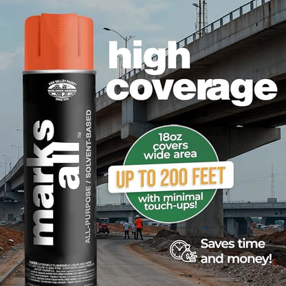 Fox Valley 17oz Marks All Solvent-Based Marking Paint 12-Pack, Red Orange - color: Red/Orange Fluorescent