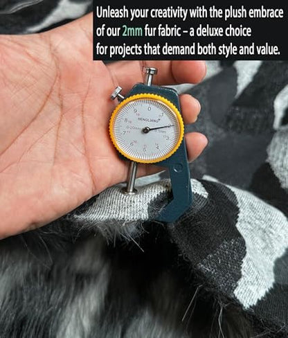 Continuous Yard Faux Fur Fabric Long Pile Tribal Patchwork 58" W/Sold - Multicolor Soft Plush Craft Costume Paws Fake Fur Stuffing Pillows FurSuit Scarf Coat Bag (Gray White Black) - color: Multi-color (Gray White Black)