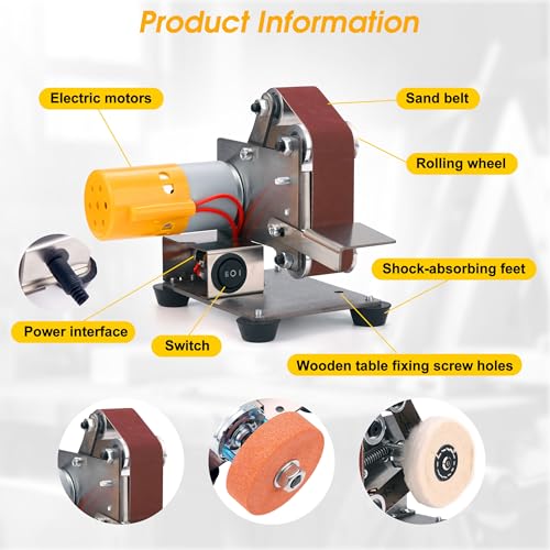 Mini Belt Sander for Knife Making, 3 IN 1 Electric Power Bench Belt Sanders | 7 Adjustable Speed Knife Sharpener Knife Polishing Kit for DIY Metal Woodworking Knife Making (Multi-functional) - style: Multi-functional Belt Sander