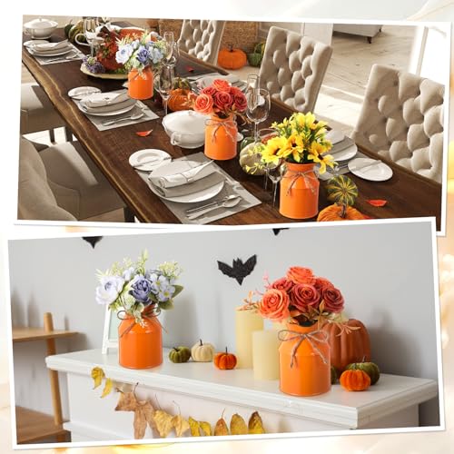 Domensi 6 Pcs Farmhouse Metal Flower Vase, Orange - color: Orange