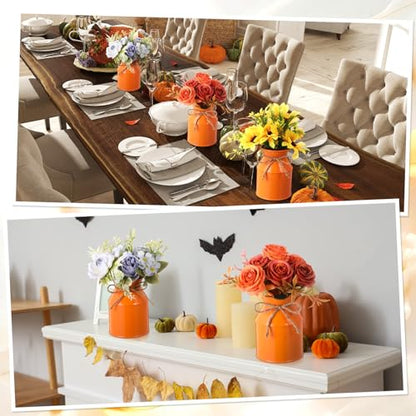 Domensi 6 Pcs Farmhouse Metal Flower Vase, Orange - color: Orange