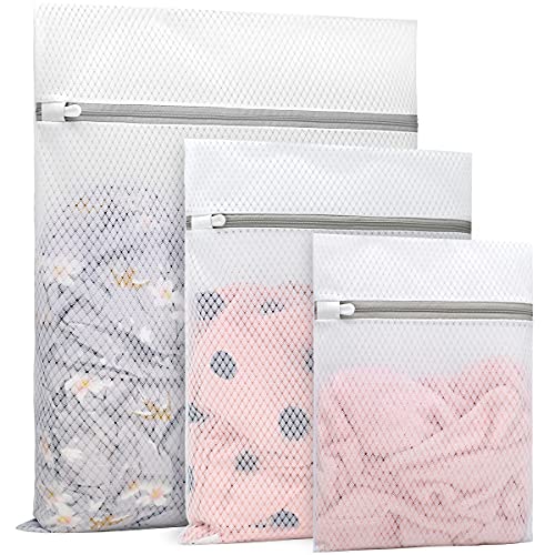Muchfun 3Pcs Durable Diamond Mesh Laundry Bags for Delicates - size: 1Large, 1Medium, 1Small