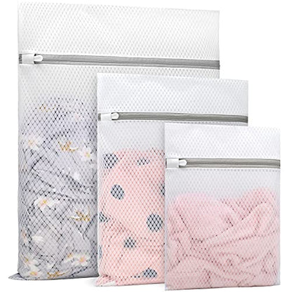 Muchfun 3Pcs Durable Diamond Mesh Laundry Bags for Delicates - size: 1Large, 1Medium, 1Small