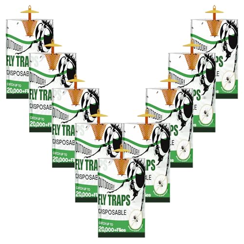 Fly Traps Outdoor 9 Pack Water Activated Disposable Fly Catcher | Water activated hanging fly traps, easy to set up. Disposable mess-free design, ideal for instant outdoor fly pest control. - size: 9Pack