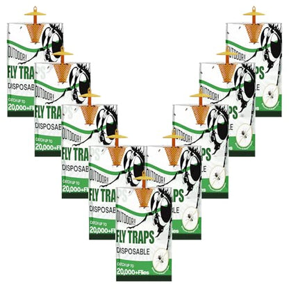 Fly Traps Outdoor 9 Pack Water Activated Disposable Fly Catcher | Water activated hanging fly traps, easy to set up. Disposable mess-free design, ideal for instant outdoor fly pest control. - size: 9Pack