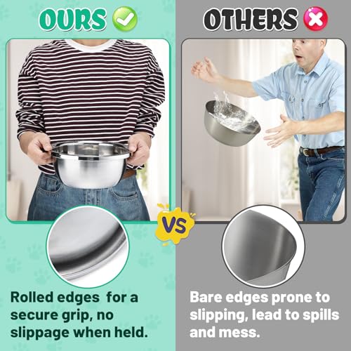 MEWTOGO 2 Pcs 1 Gallon Food Grade Stainless Steel Large Dog Bowls - size: 1 Gallons