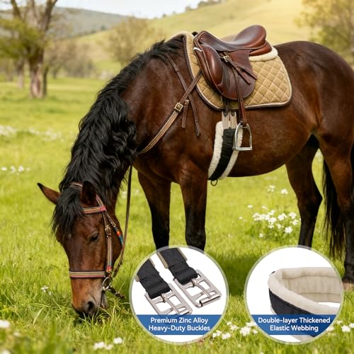 47" Western Saddle Cinch, Horse Girth, Thickened Elastic Webbing & Plush Design, English Girths for Horses, Zinc - Alloy Hardware for Durability, Prevents Loosening