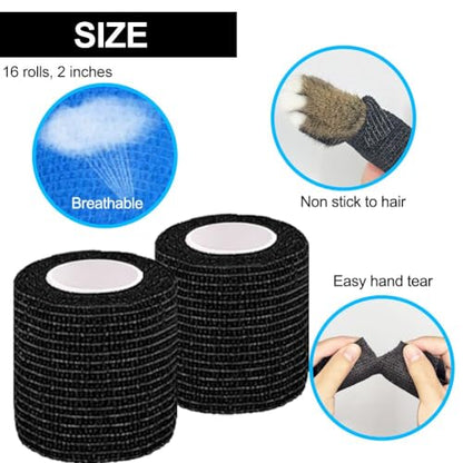 Self Adhesive Bandage Wrap 2 Inches, 16 Pack