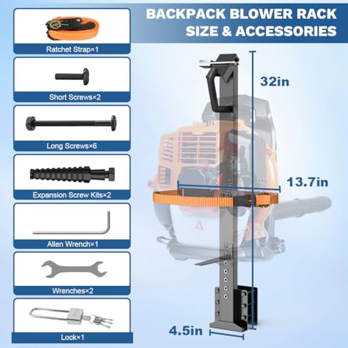 Heavy Duty Backpack Blower Rack for Truck & Trailer, Black - color: Black