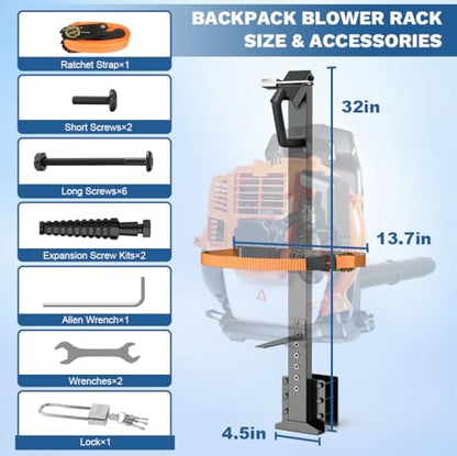 Heavy Duty Backpack Blower Rack for Truck & Trailer, Black - color: Black