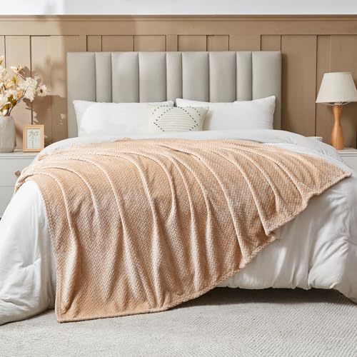 NEWCOSPLAY Fleece Leaves Pattern Queen Blanket, Brown, 90"x90" - color: Brown, size: Queen(90"x90")