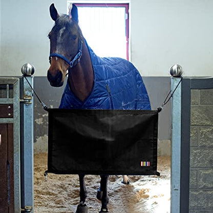 HORZE Durable Polyester Horse Stall Guard with Adjustable Straps | Measures 40" x 24" - Black - One Size