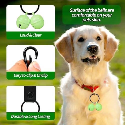 Bells for Dog Collar, Glow Bell for Medium to Large Dogs, Easy Clip Clasp, Extra Loud Pet Tracker & Save Wildlife, Durable Copper Bells (Small-medium breed) - color: Large Breed