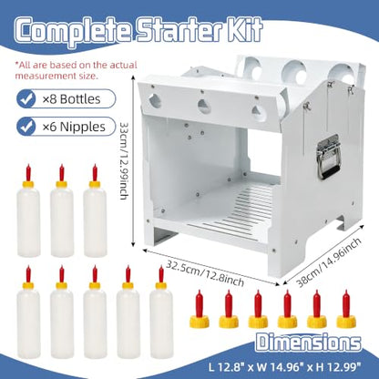 6-Slot Lamb Feeding Station with 8 Bottles & 6 Nipples