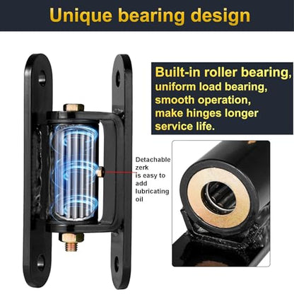 Heavy Duty Gate Hinges,7in,1100lbs Capacity,Thick Solid Steel | Built in Roller Bearing Hinges for Wood & Metal Gates, 90°Inward/Outward Smooth Swing, Bolt/Weld On Fence/Barn/Driveway,2Pack - size: Large-YJ