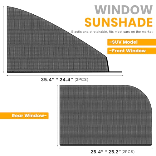 Car Window Shades, UV Protection Vehicle Front Rear Side Mesh Sunshade Curtains, Breathable Heat Block Window Screen Cover Fits for Most Cars, Car Accessories (SUV F2+R2, 4 PCS) - color: SUV Front 2 PCS+ Rear 2 PCS