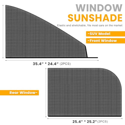 Car Window Shades, UV Protection Vehicle Front Rear Side Mesh Sunshade Curtains, Breathable Heat Block Window Screen Cover Fits for Most Cars, Car Accessories (SUV F2+R2, 4 PCS) - color: SUV Front 2 PCS+ Rear 2 PCS