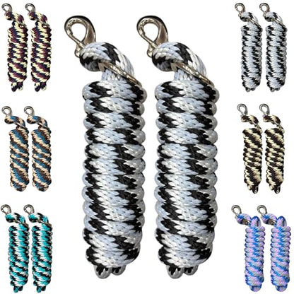 Majestic Ally Polypropylene Lead Rope with Removable Nickel Bolt Snap, 5/8 x 10 ft, for Horses and Livestock, 2 Pack (Black -Gray-Silver) - color: Black -Gray-Silver