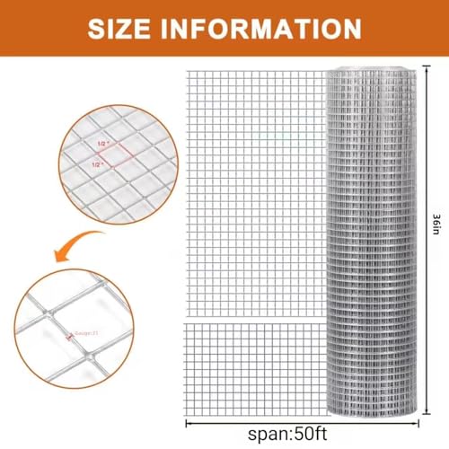 Hardware Cloth, 1/2 inch 36inx50ft 21GA - size: 36inx50ft