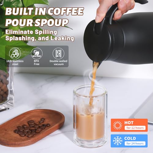 27oz Insulated Coffee Carafe with Handle, Black - color: Black, size: 27 Ounces