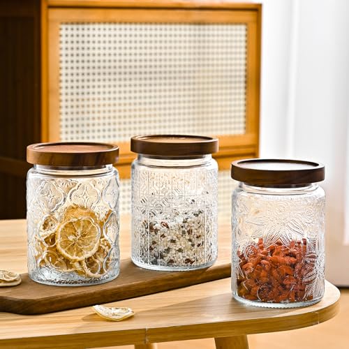 Glass Storage Containers With Lids, Glass Jars With Lids, 24oz, Set Of 3 - color: Sunflower*3-24oz