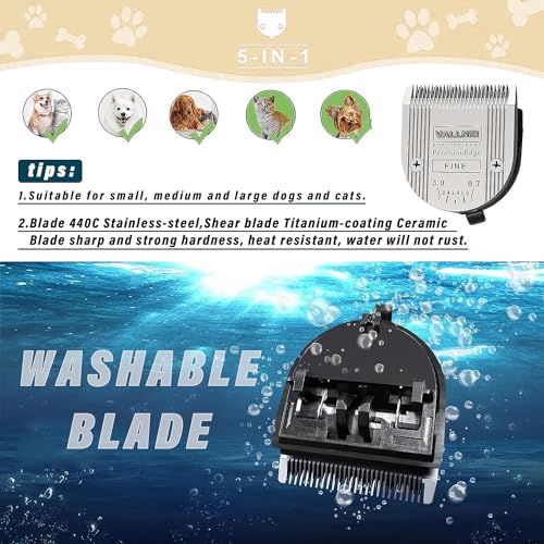 [2 Pack] 5-in-1 Replacement Clipper Blade, Detachable & Adjustable Dog Grooming Blade Compatible with Wahl Arco, Bravura, Chromado, Creativa, Figura, Motion & SuperGroom (Silver) - color: Silver, size: 2 Pack