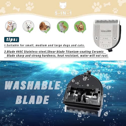 [2 Pack] 5-in-1 Replacement Clipper Blade, Detachable & Adjustable Dog Grooming Blade Compatible with Wahl Arco, Bravura, Chromado, Creativa, Figura, Motion & SuperGroom (Silver) - color: Silver, size: 2 Pack