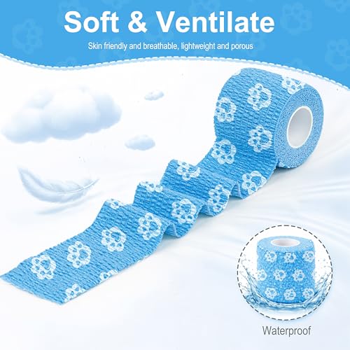 Vet Wrap Cohesive Bandages, Self-Adhesive Bandage Wrap, Breathable Non-Woven Self Adherent Tape for Pet Dog Leg Paw Wound, Horse, Cat, First Aid & Ankle Sprain, 2 Inch (6 Rolls) - color: 6 Rolls