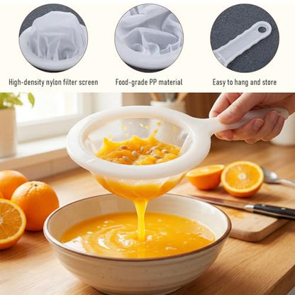 Ultra-Fine Nylon Mesh Strainer 5.51 Inch, Kitchen Food Yogurt Mesh Sieve, Plastic Sieve Fine Mesh with Handle, Mini Brine Shrimp Separation for Filtering Juice Milk Soy Coffee Honey Wine (400 mesh)