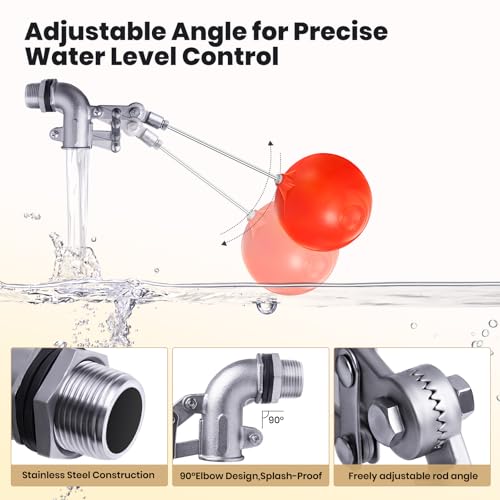 3/4" Stainless Steel Float Valve for Water Tank with 6" Float Ball - size: 3/4inch