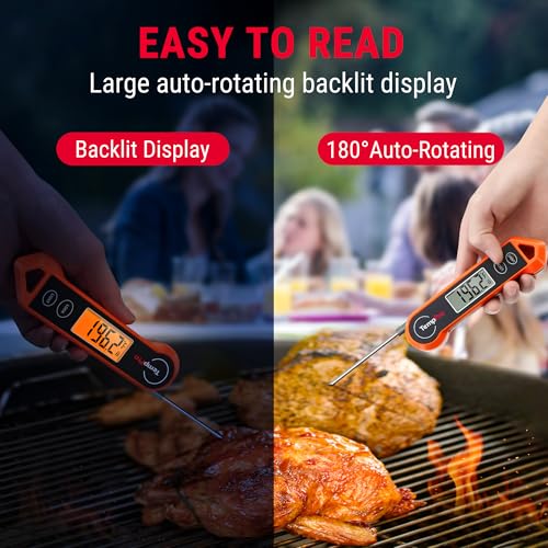 TempPro TempSwift 1 Sec Instant Read Meat Thermometer Digital - color: Bright-orange