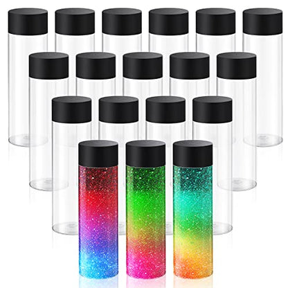 Tanlade Clear PET Plastic Sensory Bottles Empty - color: Black Lid, size: 12 fl oz (350 ml)