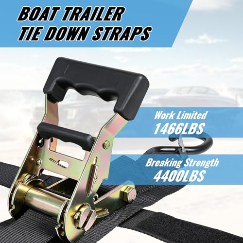 1.6IN 4FT Transom Tie Down Straps Heavy Duty Ratchet Straps - size: 1.6" x 4'