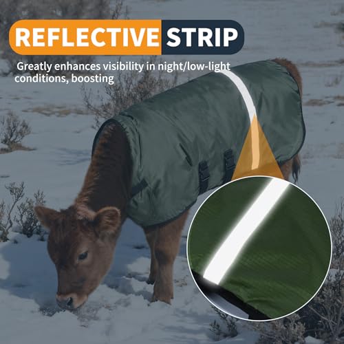 1 Pack Green Calf Coat, Calf Blanket, Warm Sheet for Calves, Goats, Donkeys and Other Livestocks
