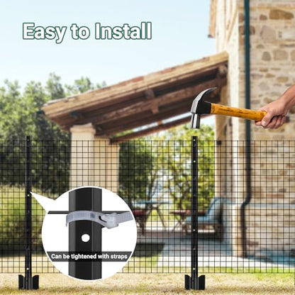 Fence Posts 3 FT, Pack of 10 Black Heavy Duty U Posts - color: Black, size: 3FT-10Pack