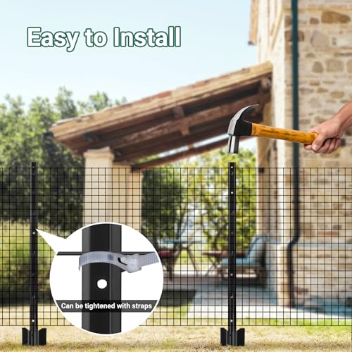 Metal Fence Posts 3 FT Black, 16 Pack Heavy Duty U Posts - color: Black, size: 3FT-16Pack
