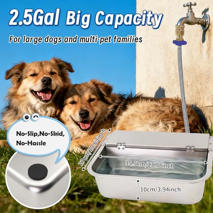 2.5 Gallon Automatic Dog Water Dispenser, Stainless Sateel Auto-Fill Bow