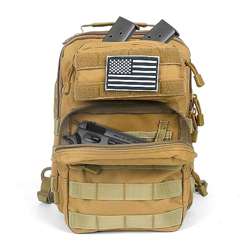 HAOMUK Tactical Sling Bag Backpack Military Rover Shoulder Sling Pack Small EDC Crossbody Chest Bag for Men - color: Khaki