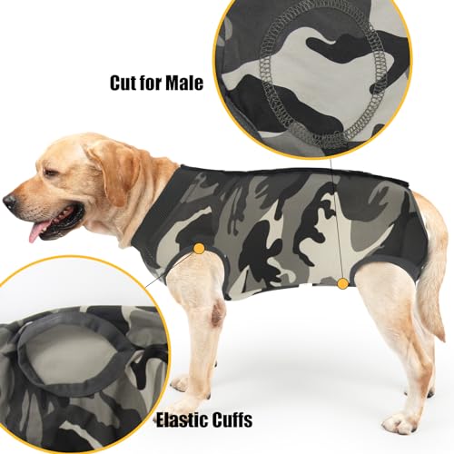Dog Recovery Suit Abdominal Wound Puppy Surgical Clothes Post-Operative Vest Pet After Surgery Wear Substitute E-Collar & Cone(M, Camouflage) - color: Camouflage, size: Medium (Pack of 1)