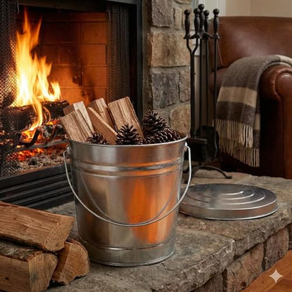 6-Gallon Galvanized Steel Round Trash Can with Locking Lid — Food Storage Container for Dry Goods, Indoor/Outdoor Use