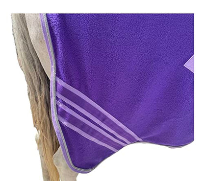 Majestic Ally Anti Pill Fleece Horse Blanket/Sheet with Silver Braided Rope (Purple, 70) - color: Purple, size: 70