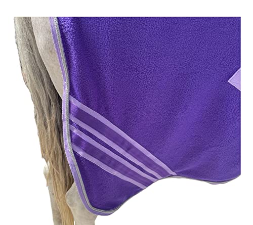 Majestic Ally Anti Pill Fleece Horse Blanket /Sheet with Silver Braided Rope (Purple, 74) - color: Purple, size: 74