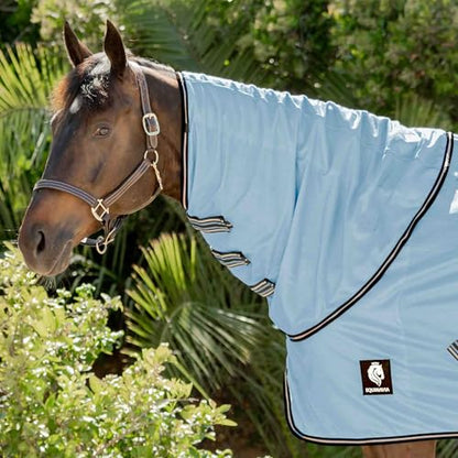 Equinavia Brisk Mesh Horse Fly Sheet with Neck Coverage, UV Protection - color: Light Blue, size: 75 in