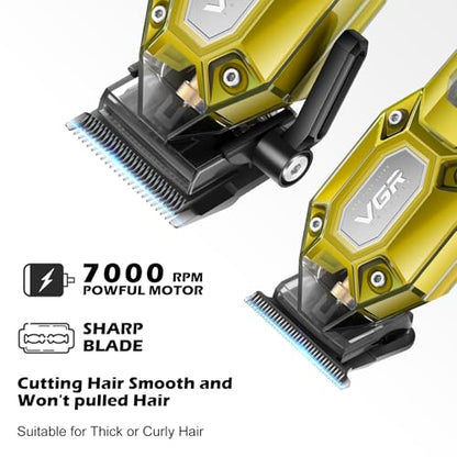 VGR 600&900 Cordless Barber Clipper Trimmer Set with LED Display, Gold - color: Gold