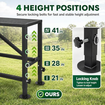 Farm Adjustable Sheep Goat Fitting Stand 47" x 23" Heavy Duty Steel Livestock Care Table for Shearing Trimming Milking