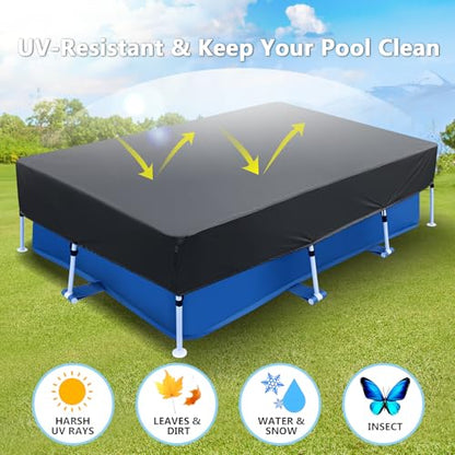 87x59 Rectangular Pool Cover Drawstring 7 ft with 7 x 4 Above Ground Pool 86 x 59 Solar Frame Rectangle Pool Cover Protector 87x60 Winter Pool Cover for Cold and UV Resistant, Dustproof - size: 87 x 59 in