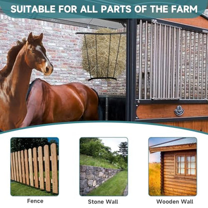 Corner Hay Rack Carbon Steel Hay Feeder Blanket Holder 23.3 x 13.2 x 21.7In Wall Mounted Hay Rack Hay Feeder for Horses Goats Farm Indoor and Outdoor Use