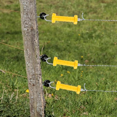 QWORK Electric Fence Gate Handle Set with Anchors, Insulators, and Screws - 2 Sets High Visibility, Easy to Use, Portable Fencing Kit