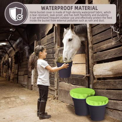 2-5 Gallon Horse Bucket Cover, Waterproof Horse Feed Bucket Cover, Lightweight and Easy to Use (Excluding Bucket, Neon Green) - color: Neon Green